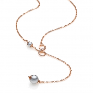 Silver necklace with crystal pearls